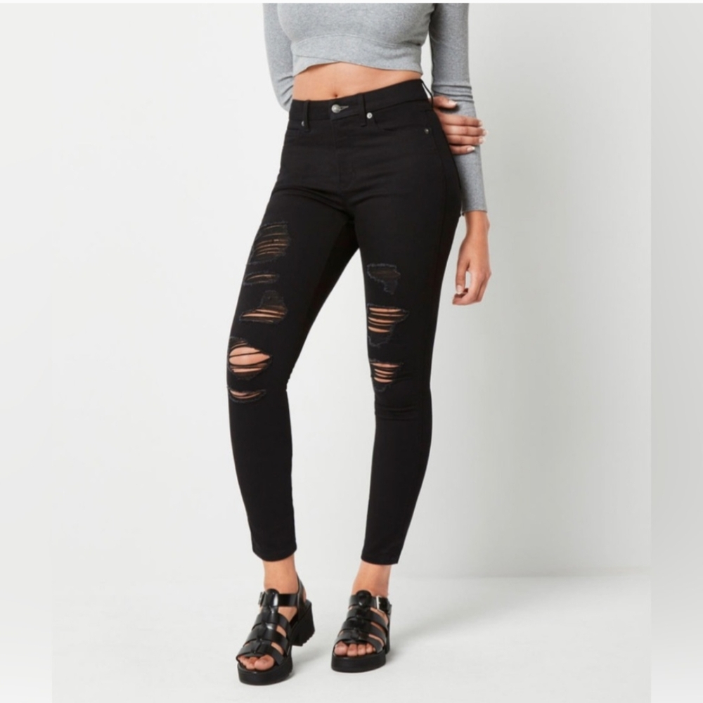 Arizona Jean Company Dark Skinny Jeans with Rips